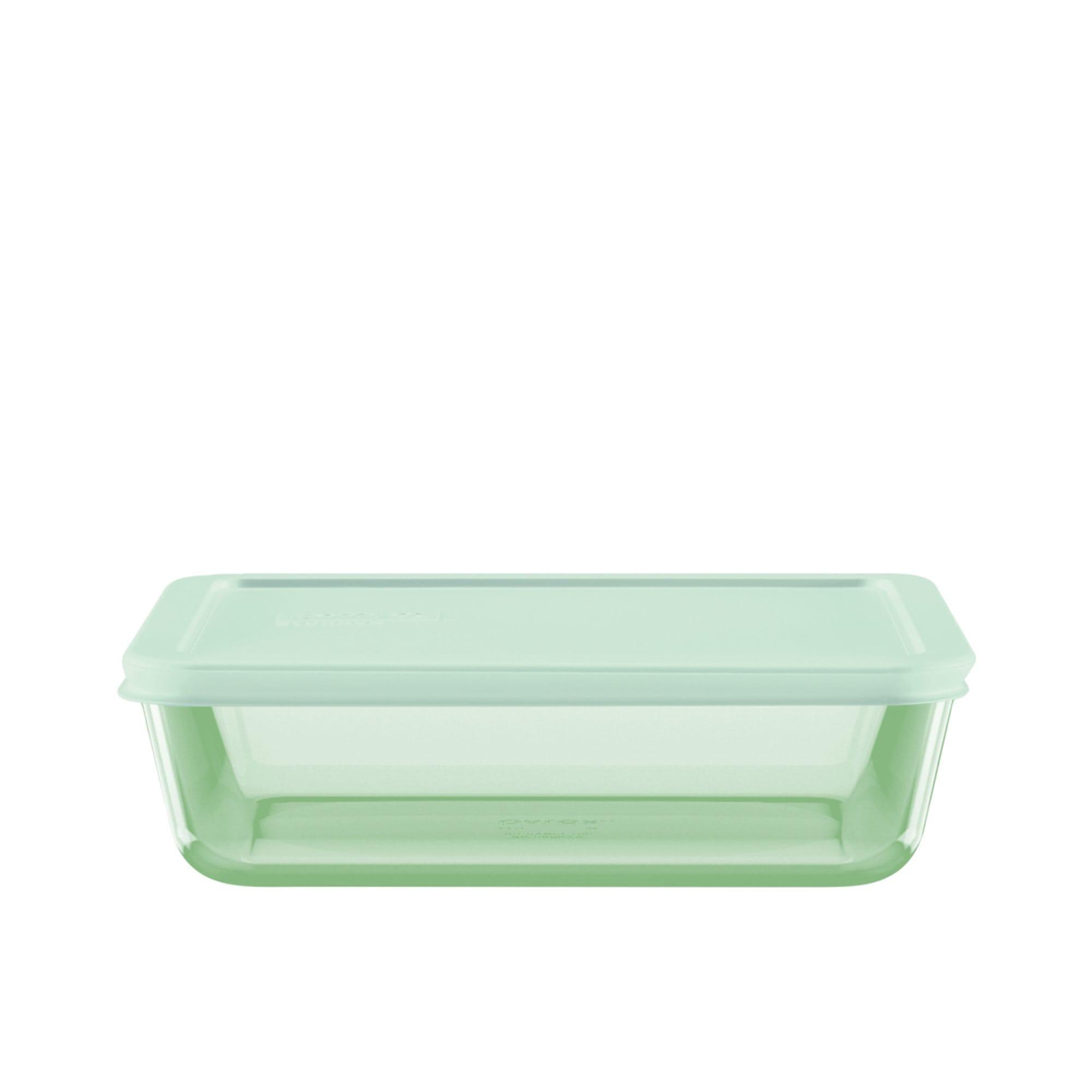 Pyrex Simply Store Rectangular Tinted Glass Storage 6 Cup Green Image 1