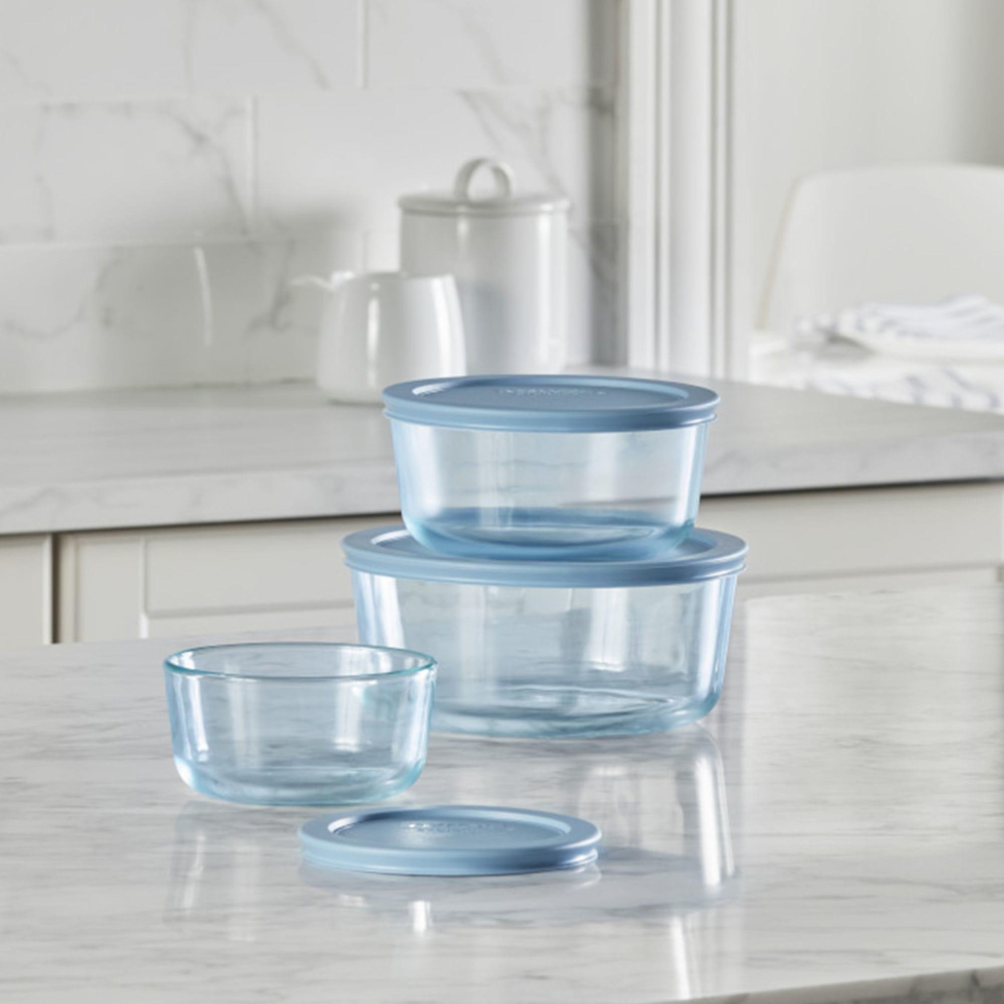 Pyrex Simply Store Round Tinted Glass Storage 4 Cup Blue Image 3