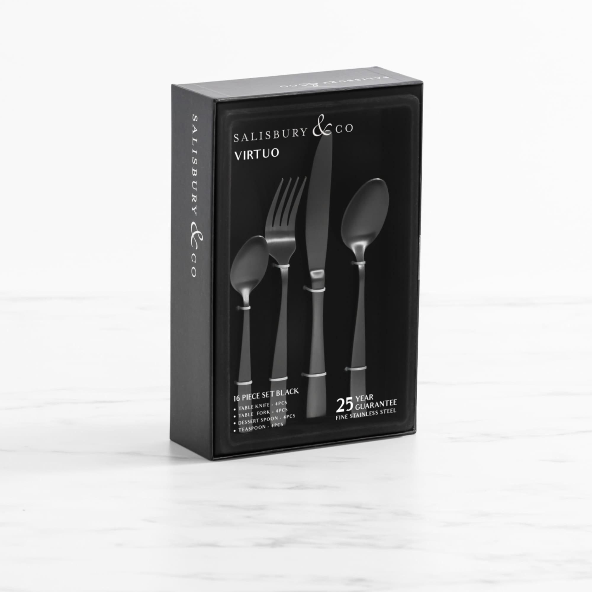 Salisbury & Co Virtuo Cutlery Set 16pc Black Image 2
