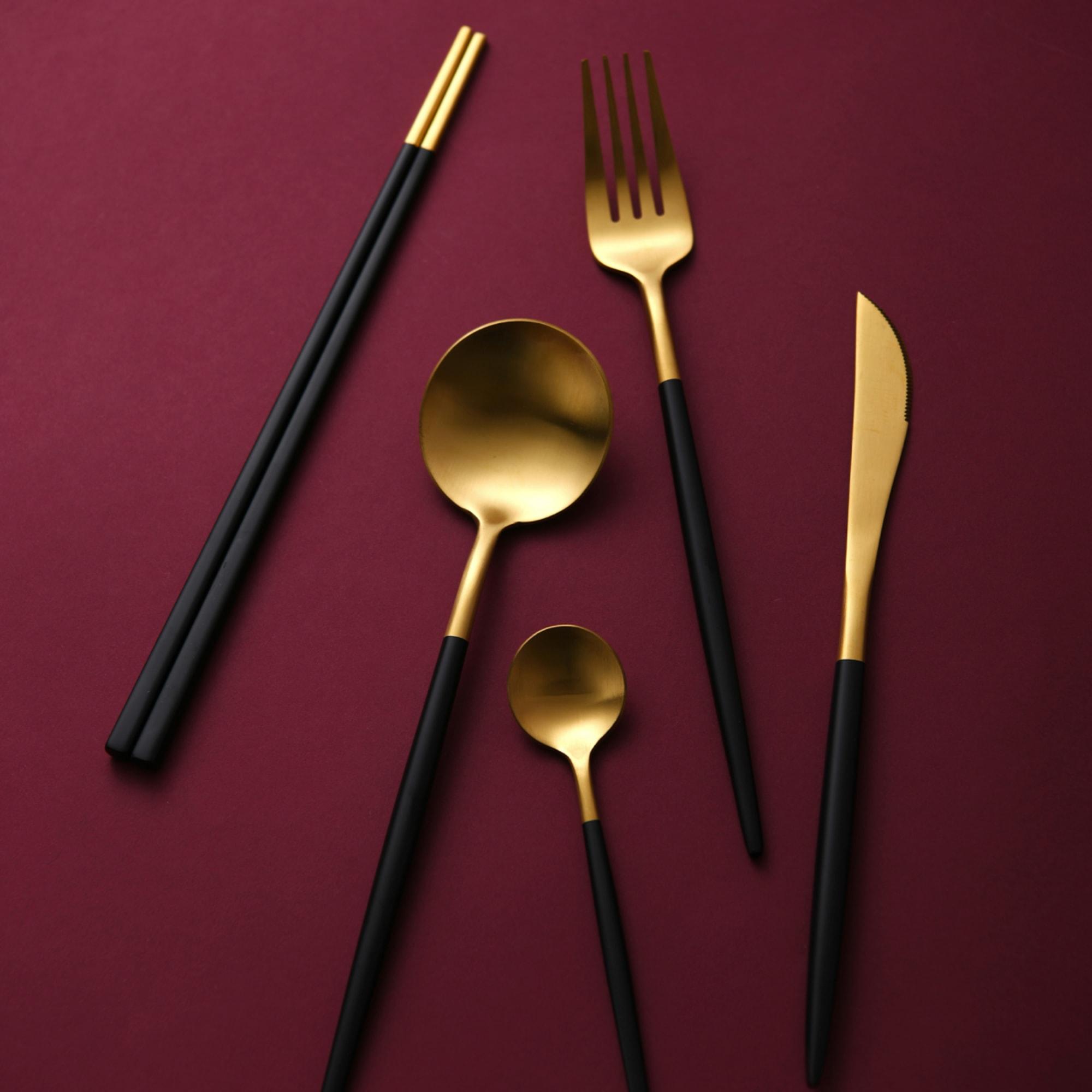 Cadence & Co. Hemingway Cutlery and Chopstick Set 30pc Black Image 4