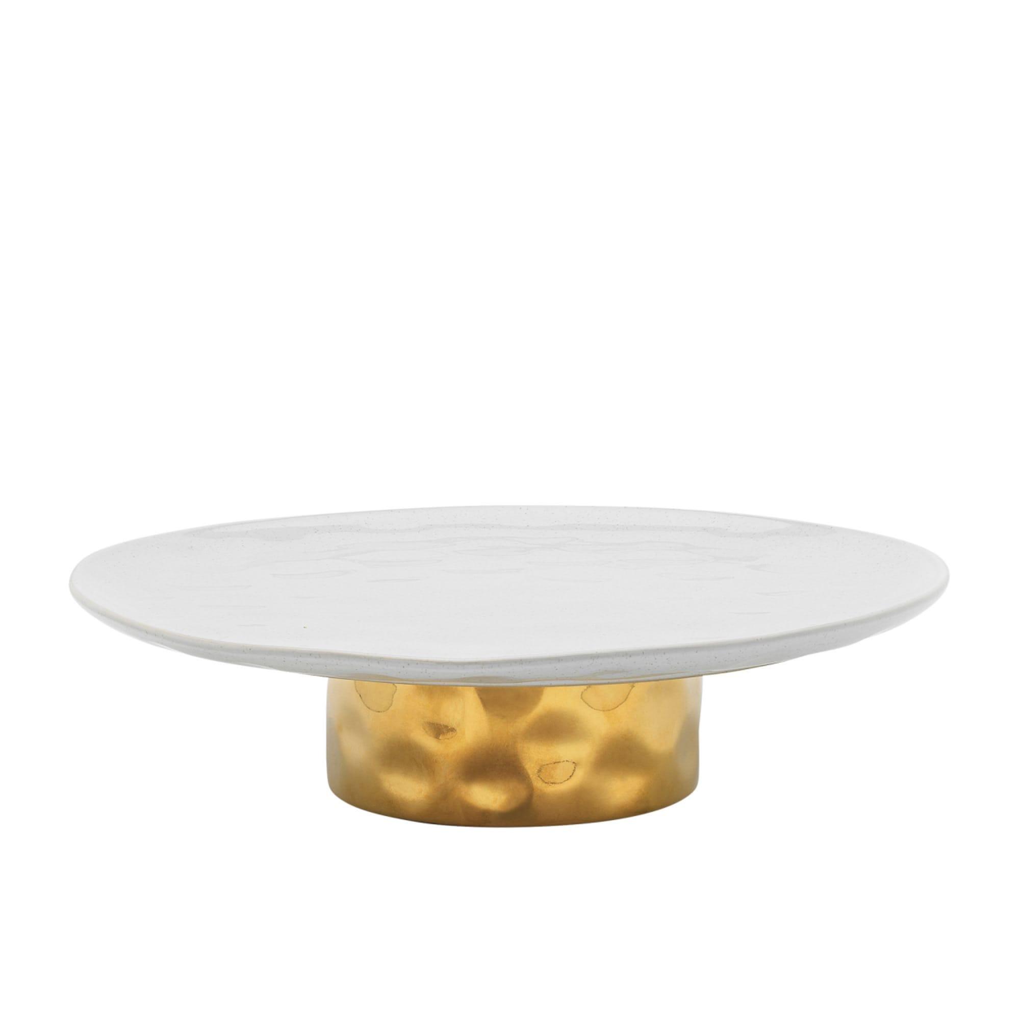 Ecology Speckle Footed Cake Stand 32cm Milk and Gold Image 1