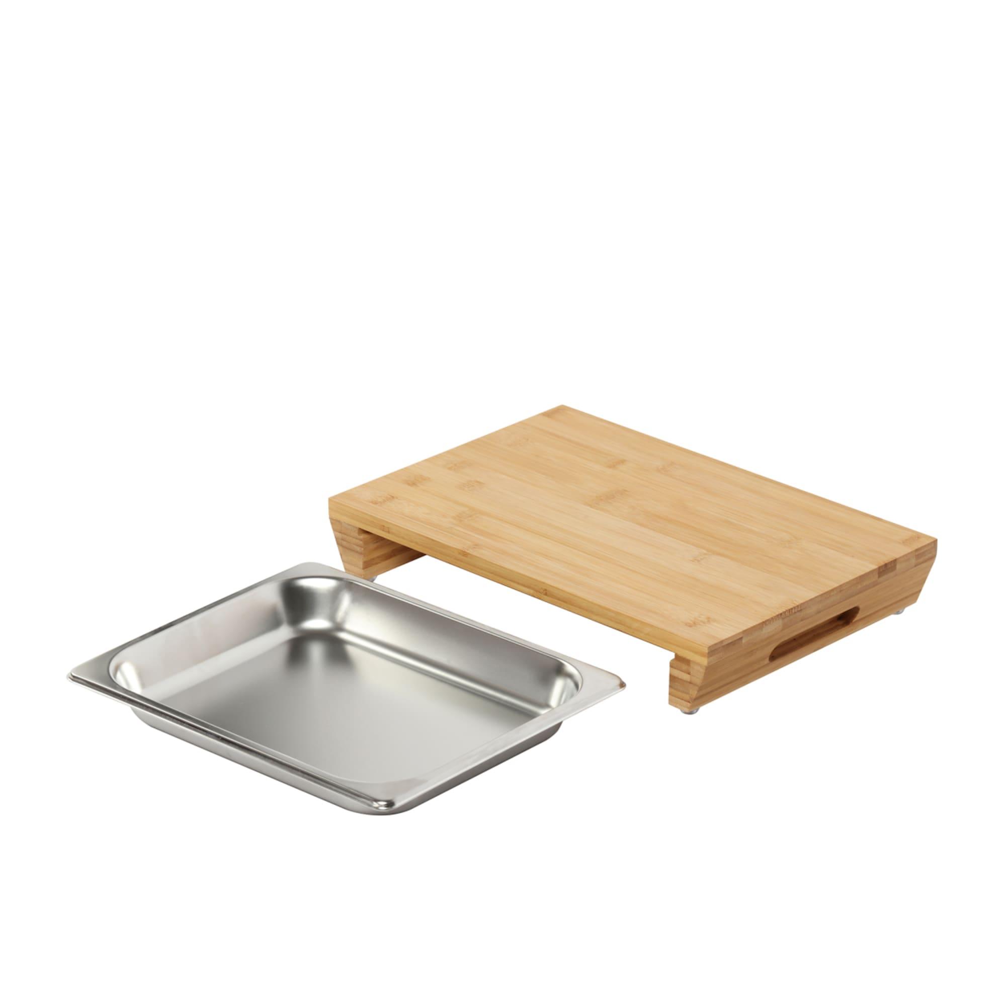 Gourmet Kitchen Bamboo Cutting Board with Stainless Steel Tray 39x27cm Image 3