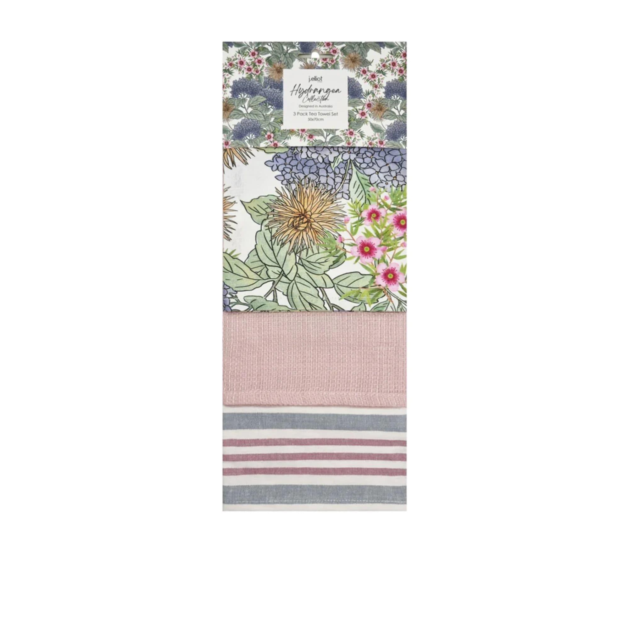 J.Elliot Home Hydrangea Tea Towel 3pk Rose Pink Image 3