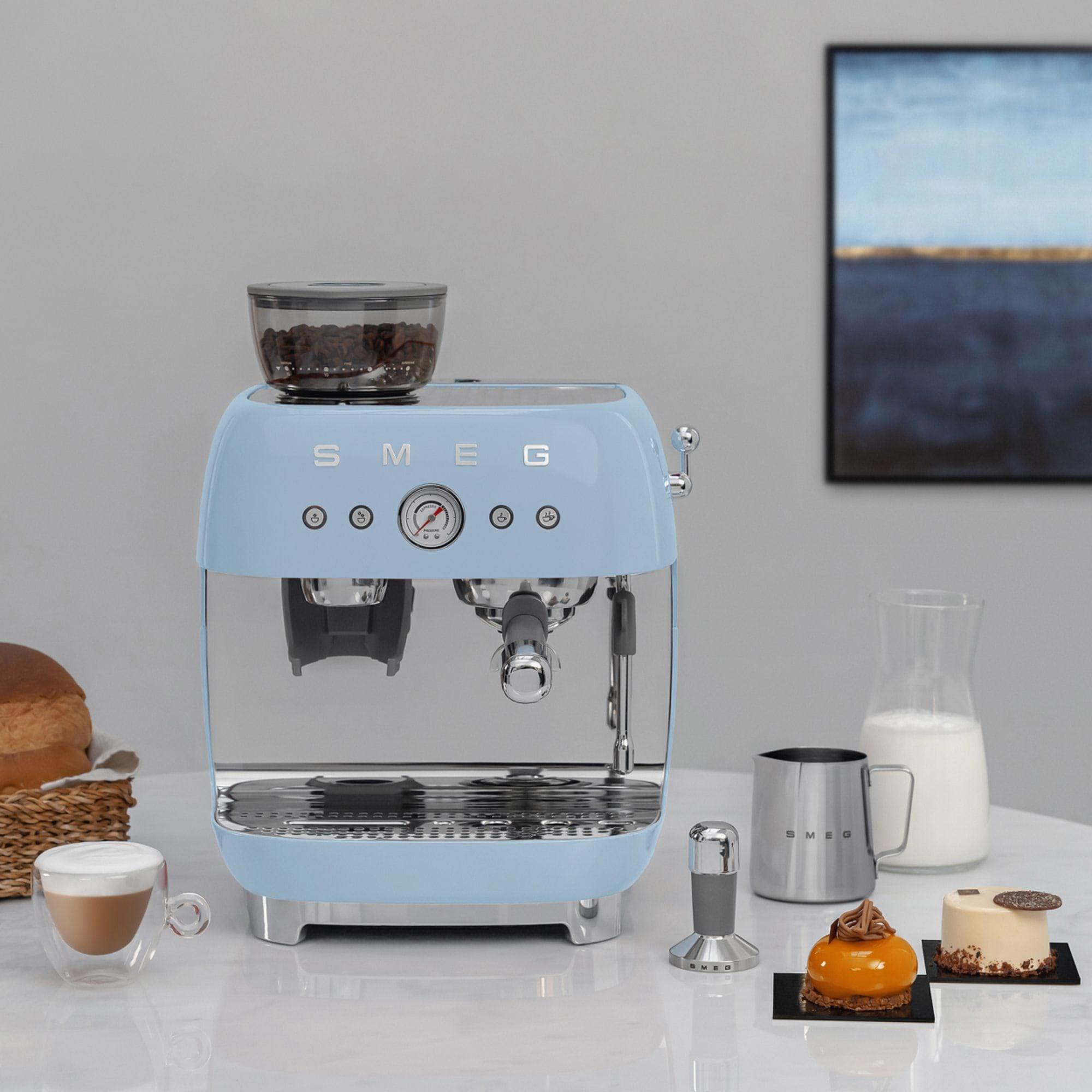 Smeg 50's Retro Style Espresso Machine with Built In Grinder Pastel Blue Image 3