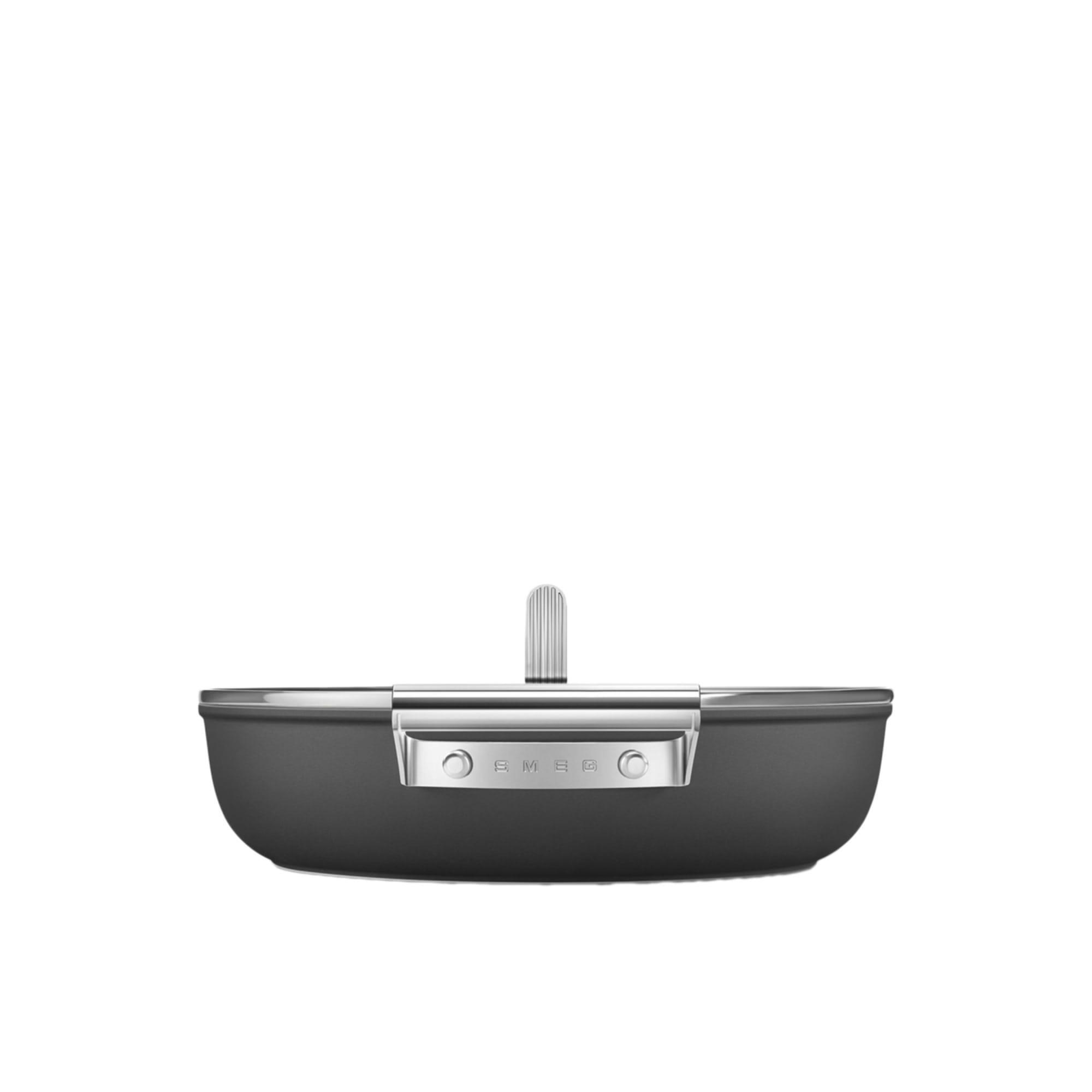 Smeg Non Stick Chef's Pan with Lid 28cm - 3.7L Black Image 10