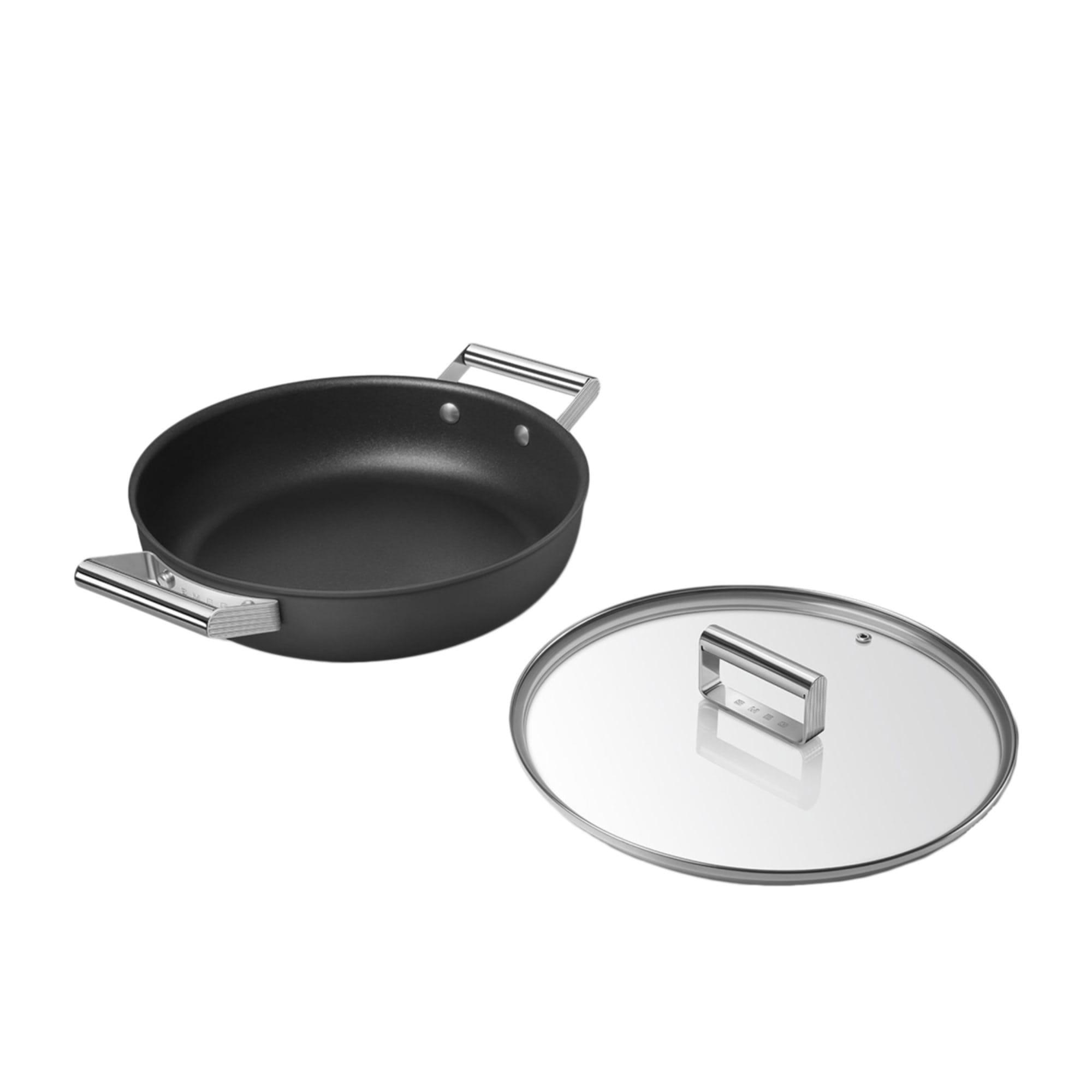 Smeg Non Stick Chef's Pan with Lid 28cm - 3.7L Black Image 4