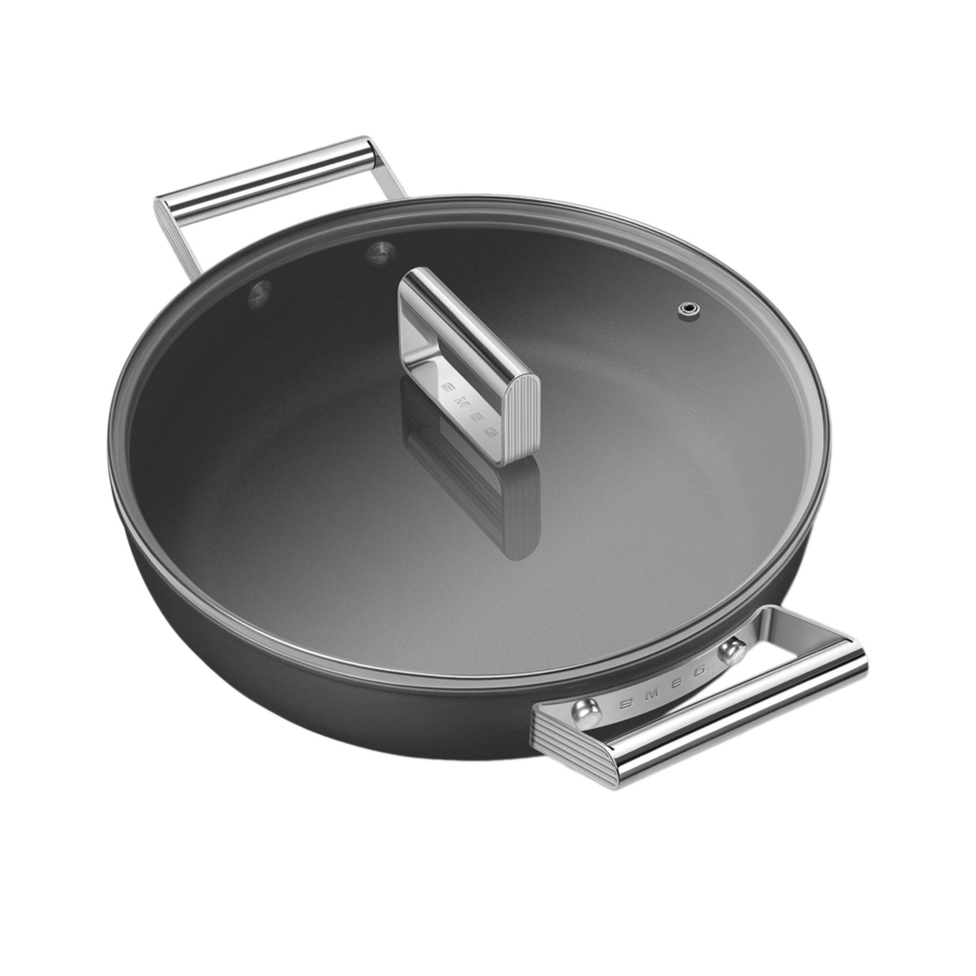 Smeg Non Stick Chef's Pan with Lid 28cm - 3.7L Black Image 5