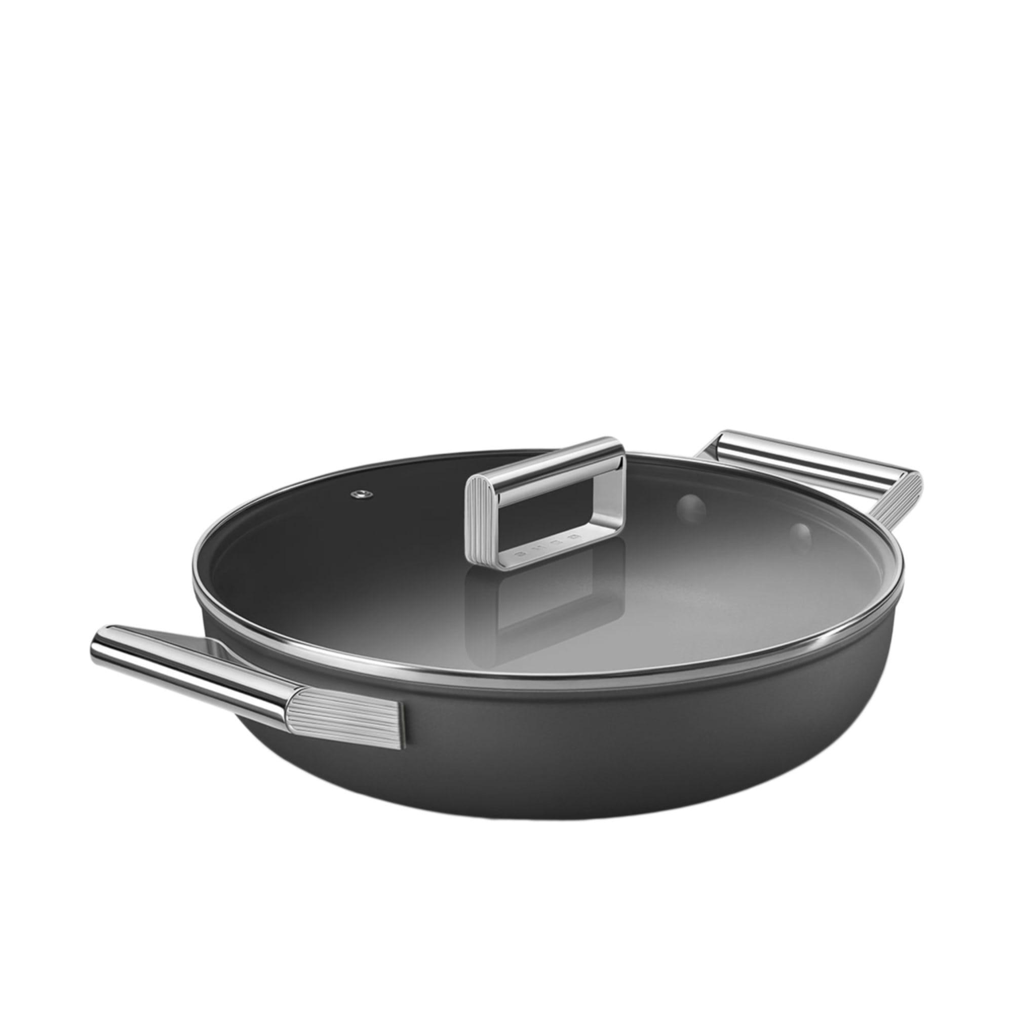 Smeg Non Stick Chef's Pan with Lid 28cm - 3.7L Black Image 6