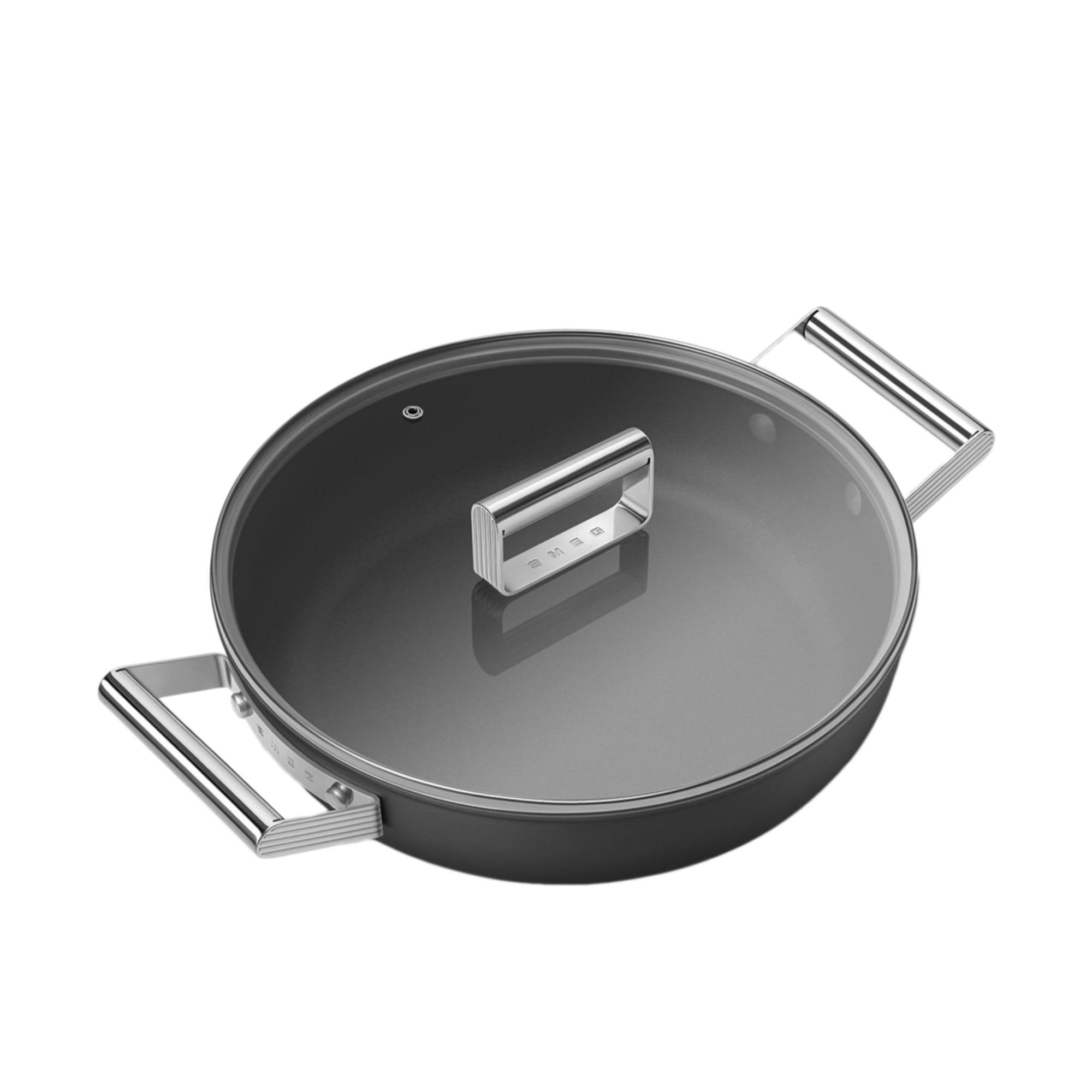 Smeg Non Stick Chef's Pan with Lid 28cm - 3.7L Black Image 7