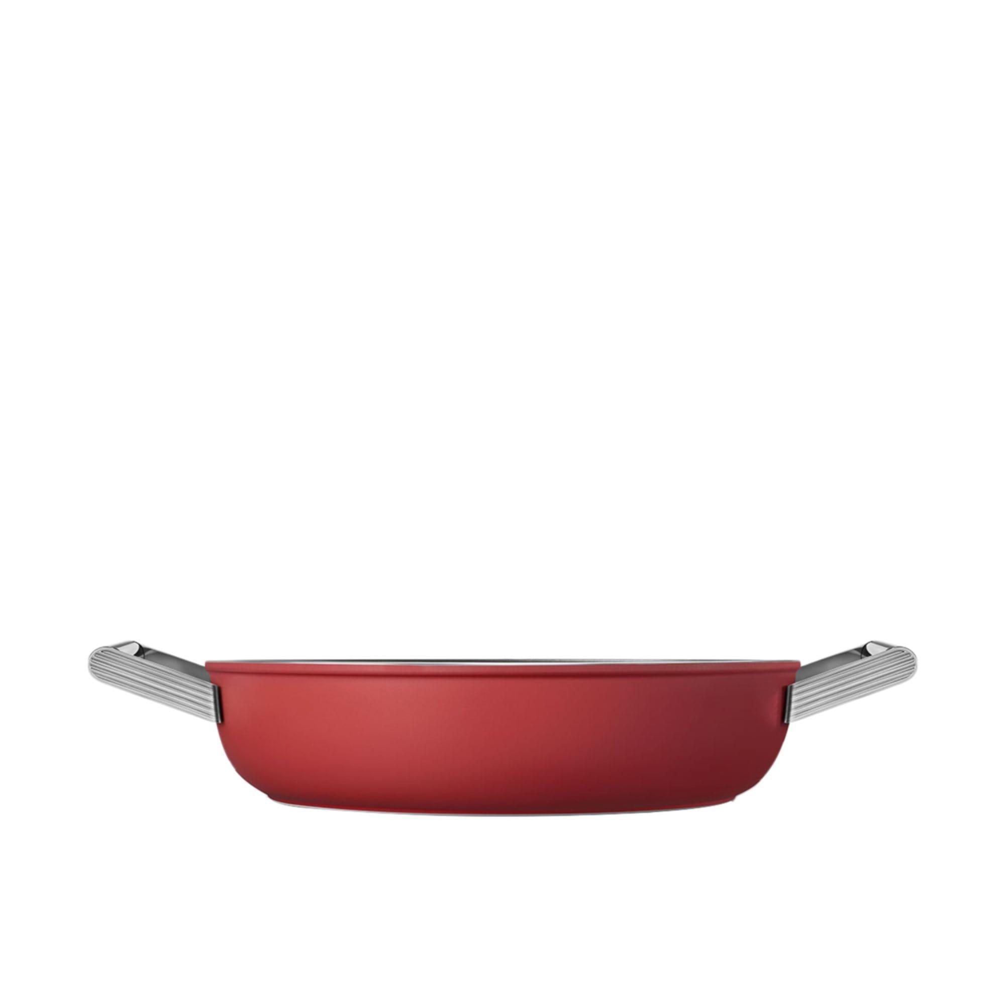 Smeg Non Stick Chef's Pan with Lid 28cm - 3.7L Red Image 3