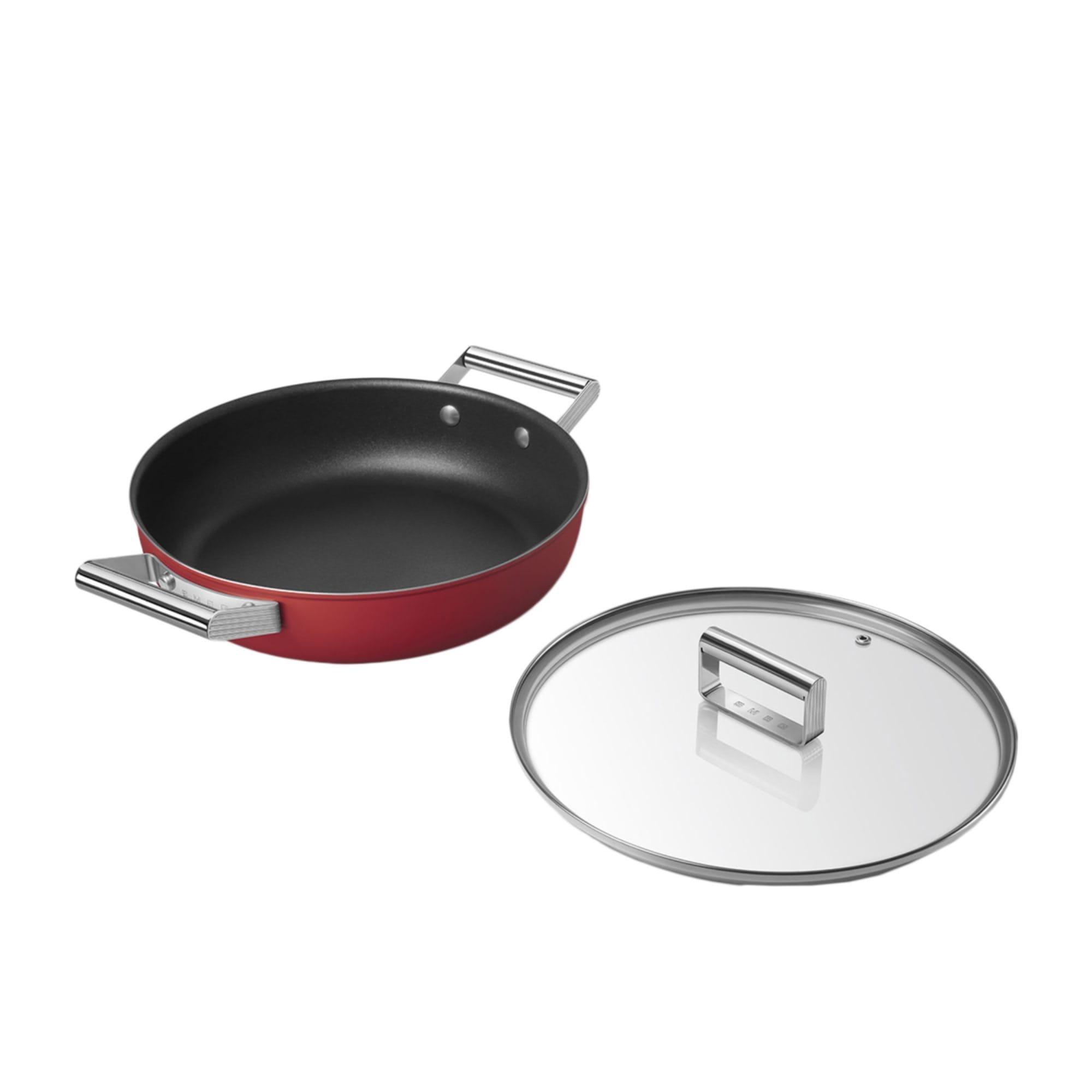 Smeg Non Stick Chef's Pan with Lid 28cm - 3.7L Red Image 4