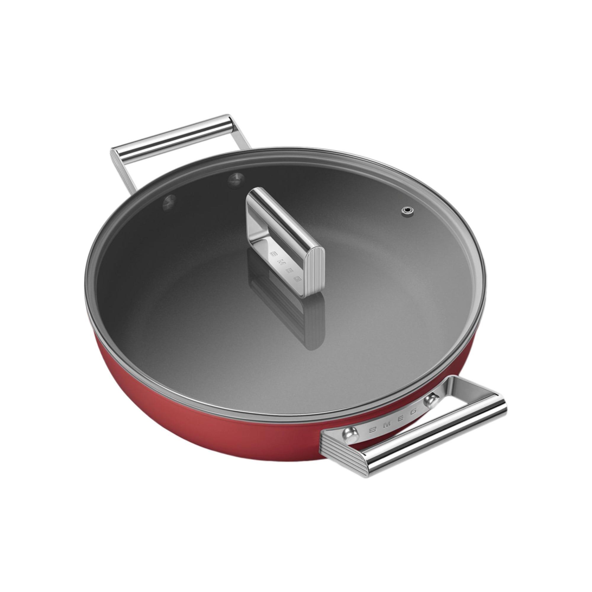 Smeg Non Stick Chef's Pan with Lid 28cm - 3.7L Red Image 5
