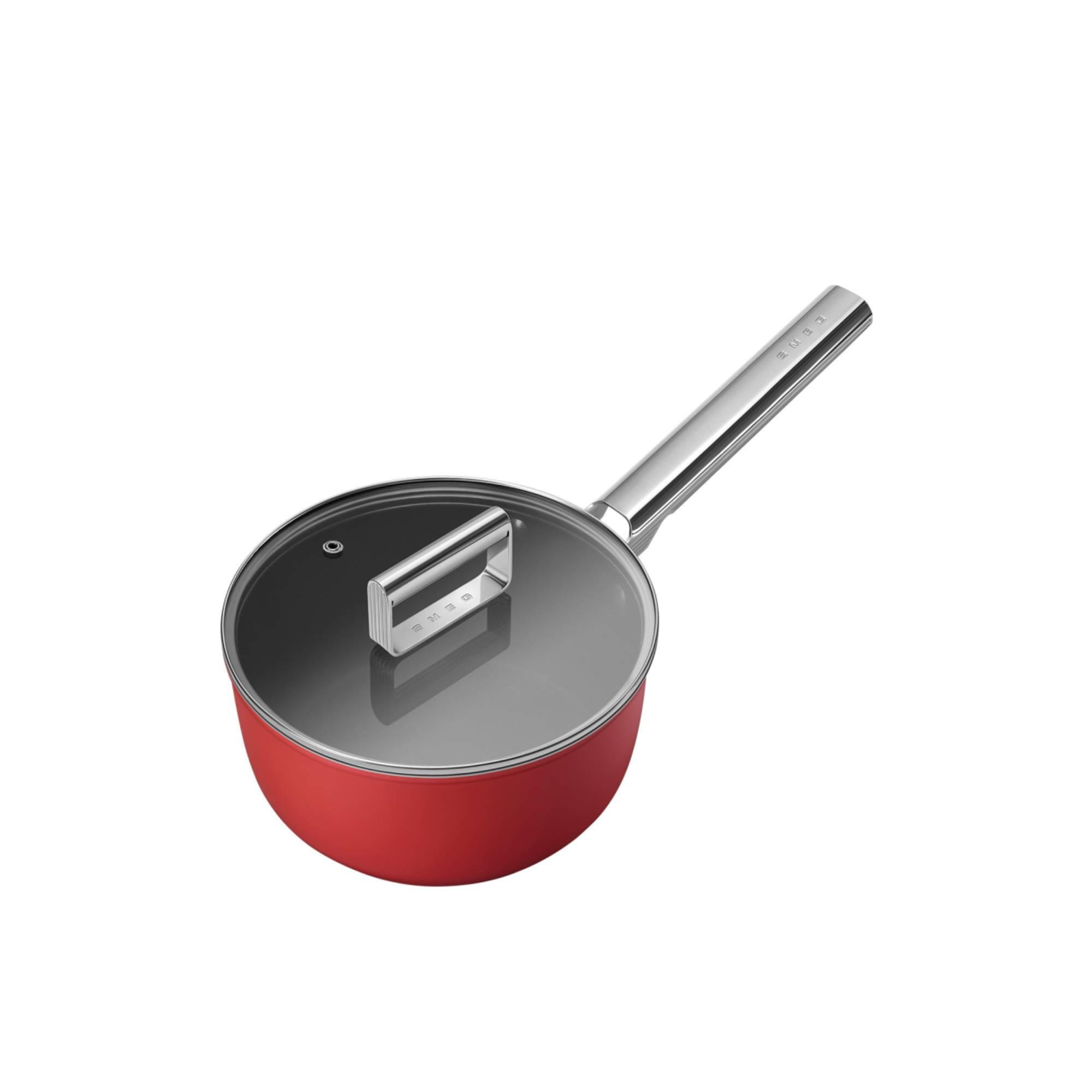 Smeg Non Stick Saucepan with Lid 20cm - 2.7L Red Image 6