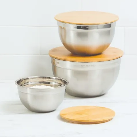 Kitchen Pro Mixwell Mixing Bowl with Bamboo Lid Set 3pc Image 1