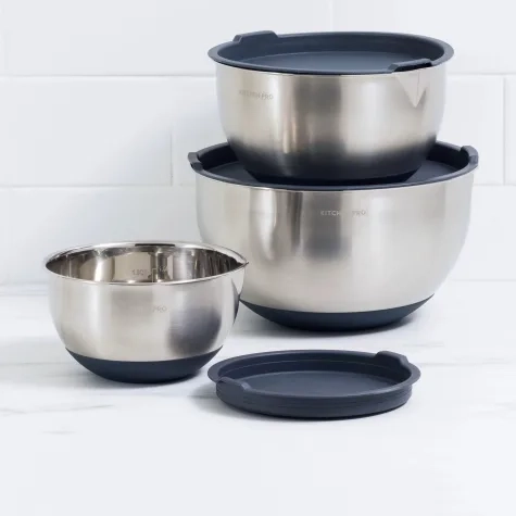 Kitchen Pro Mixwell Mixing Bowl with Lid Set 3pc Grey Image 1