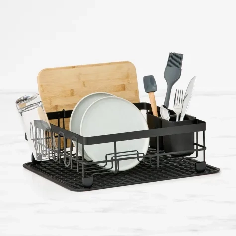 Kitchen Pro Tidy Dish Rack with Silicone Mat Black Image 1