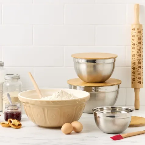 Kitchen Pro Mixwell Mixing Bowl with Bamboo Lid Set 3pc Image 2