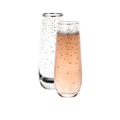 Salisbury & Co Festive Stemless Champagne Glass 280ml Set of 2 Silver Image 1
