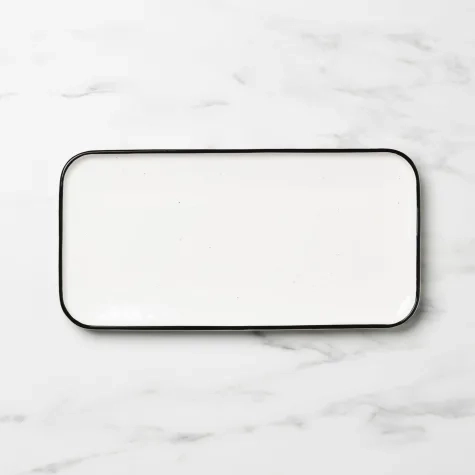 Salisbury & Co Mona Serving Platter 30x15cm White with Black Speckle Image 1