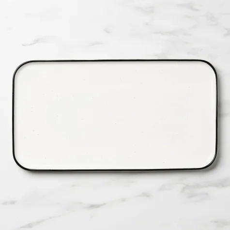 Salisbury & Co Mona Serving Platter 35x19cm White with Black Speckle Image 1