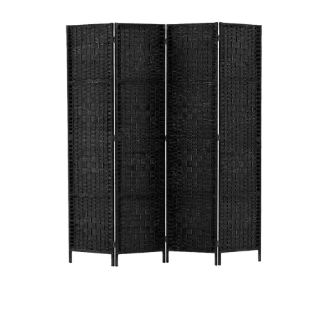Artiss 4 Panel Rattan Room Divider Black Image 1