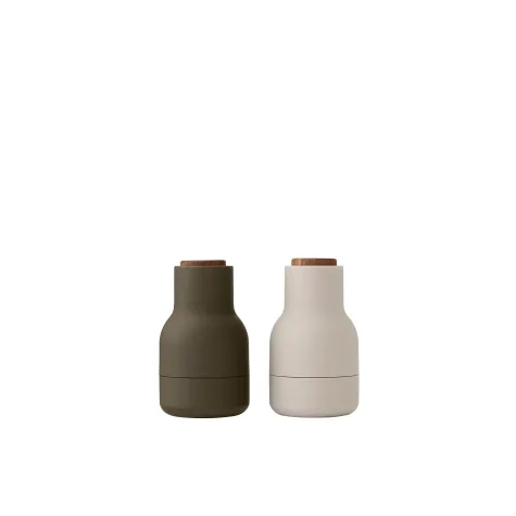 Audo Copenhagen Salt Pepper Small Bottle Grinder with Walnut Lid Set Green Image 1