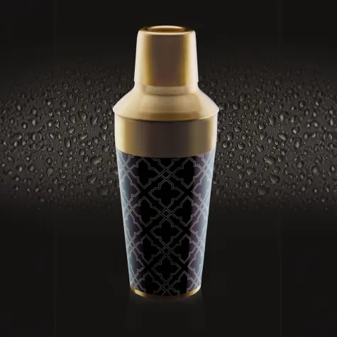 BarCraft Art Deco Cocktail Shaker 650ml Gold and Black Image 2