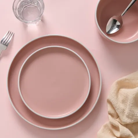 Cadence & Co. Muse Ribbed Dinner Set 12pc Pink Clay Image 2