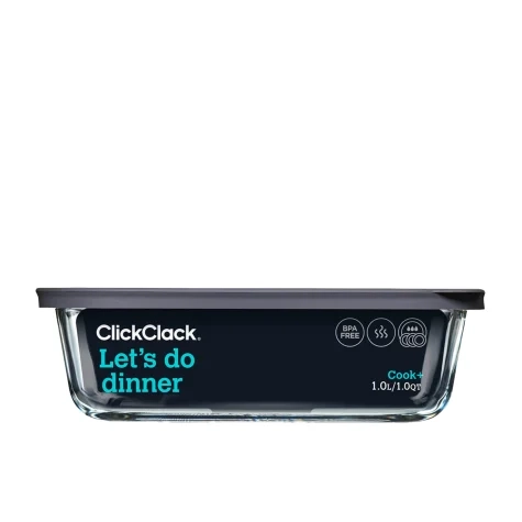 ClickClack Cook+ Rectangular Heatproof Glass Container 1L Image 1