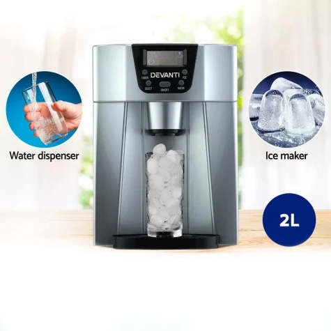 Devanti Portable Ice Maker and Water Dispenser 2L Silver Image 2