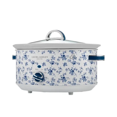 Laura Ashley China Rose Slow Cooker 6.5L White and Blue Image 1