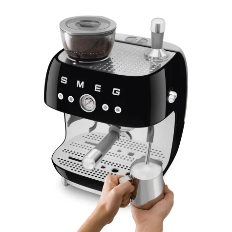 Smeg 50's Retro Style Espresso Machine with Built In Grinder Black Image 2