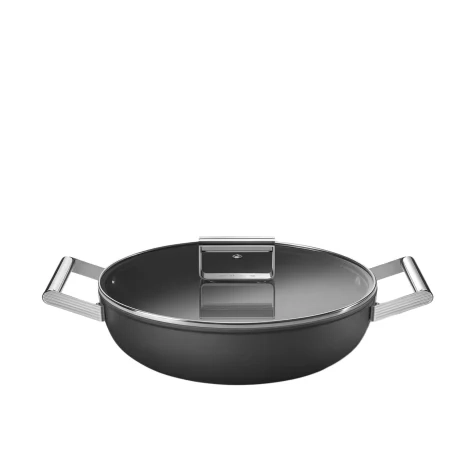 Smeg Non Stick Chef's Pan with Lid 28cm - 3.7L Black Image 1