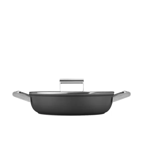 Smeg Non Stick Chef's Pan with Lid 28cm - 3.7L Black Image 2