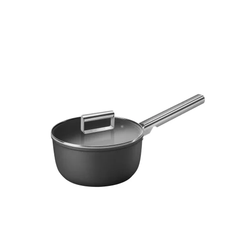 Smeg Non Stick Saucepan with Lid 20cm - 2.7L Black Image 1