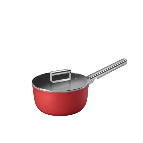 Smeg Non Stick Saucepan with Lid 20cm - 2.7L Red Image 1