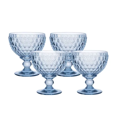Villeroy & Boch Boston Coloured Champagne Coupe and Dessert Bowl Set of 4 Blue Image 1