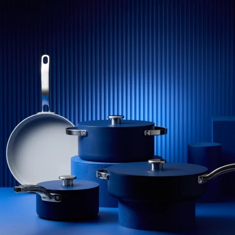 Wolstead Mineral 4pc Non Stick Cookware Set Navy Image 2