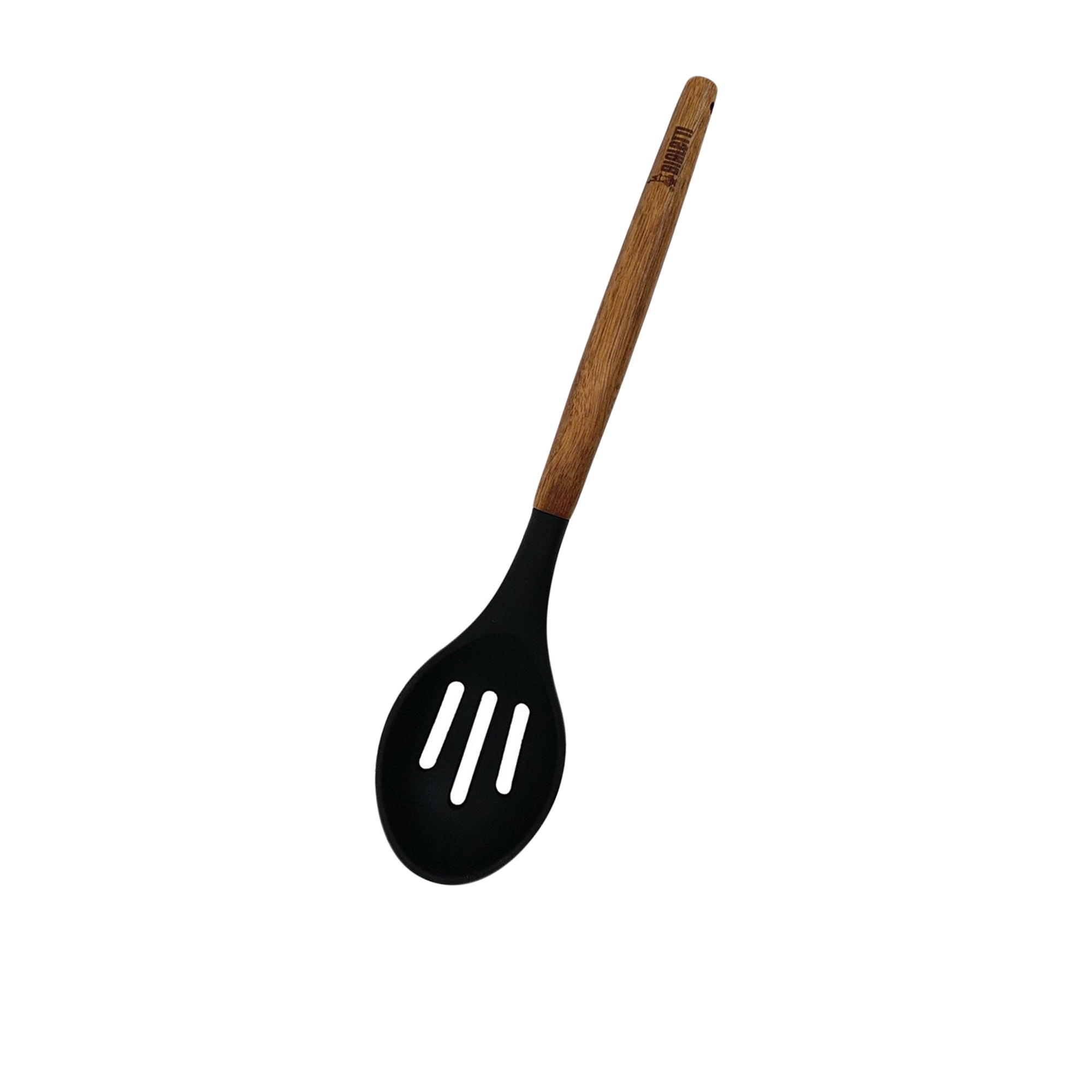 Bialetti St. Clare Silicone Slotted Spoon w/ Acacia Handle Black Image 1