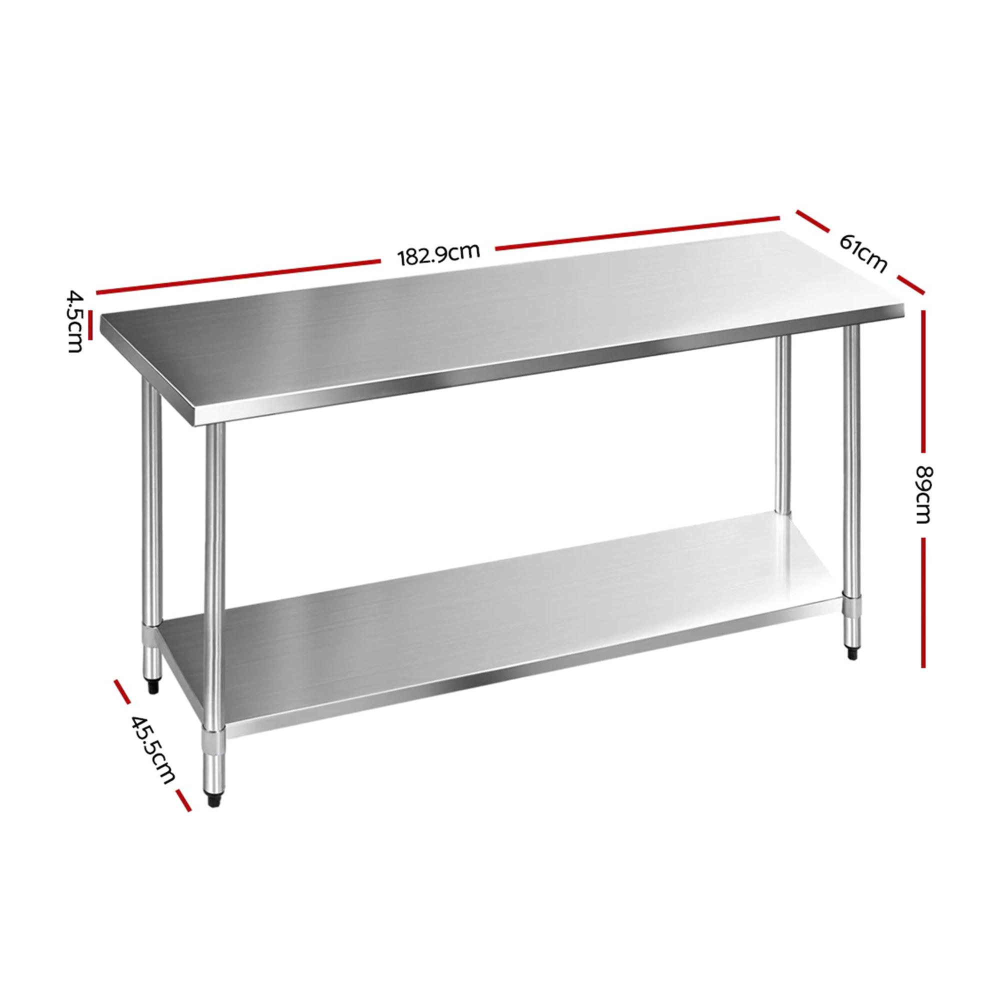 Cefito 430 Stainless Steel Kitchen Bench 182.9x61cm Image 3