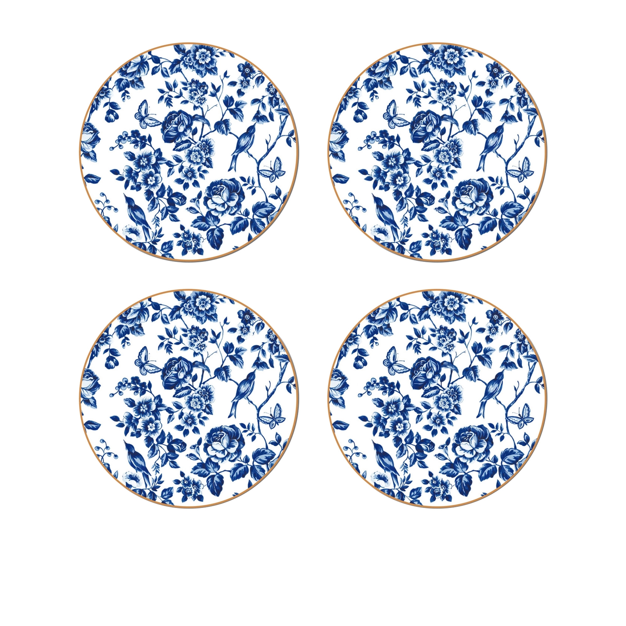 Cinnamon Round Placemat Set of 4 French Rose Toile Image 1