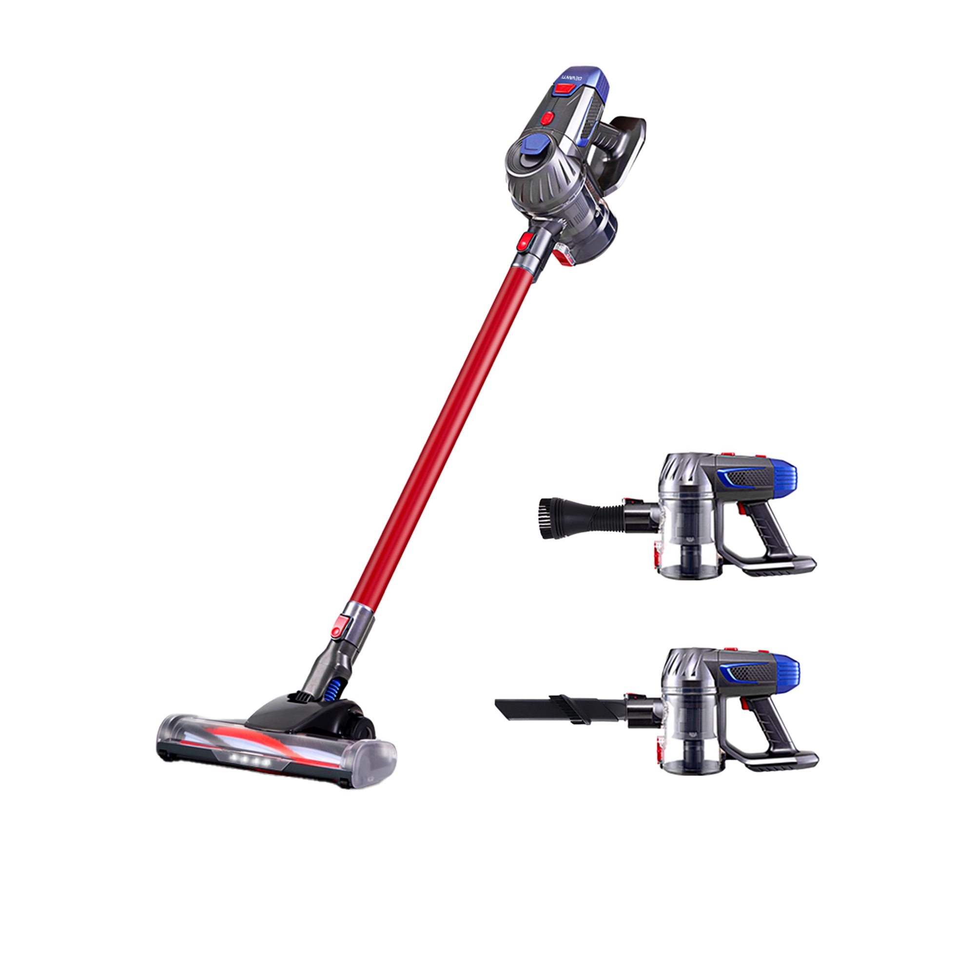 Devanti 2 Speed Cordless Handheld Bagless Stick Vacuum with Headlight Red Image 1