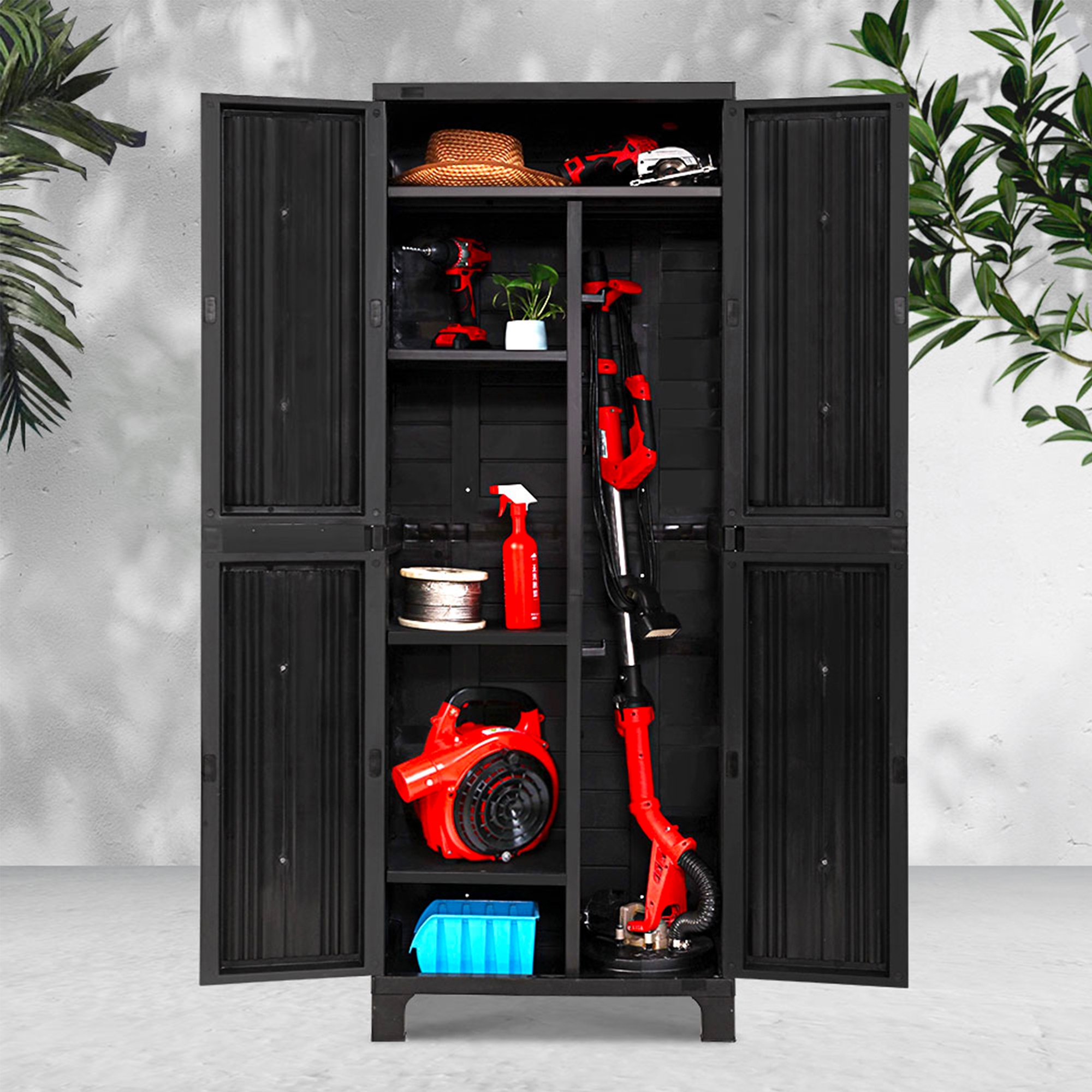 Gardeon Outdoor Storage Cabinet 173cm Black Image 2