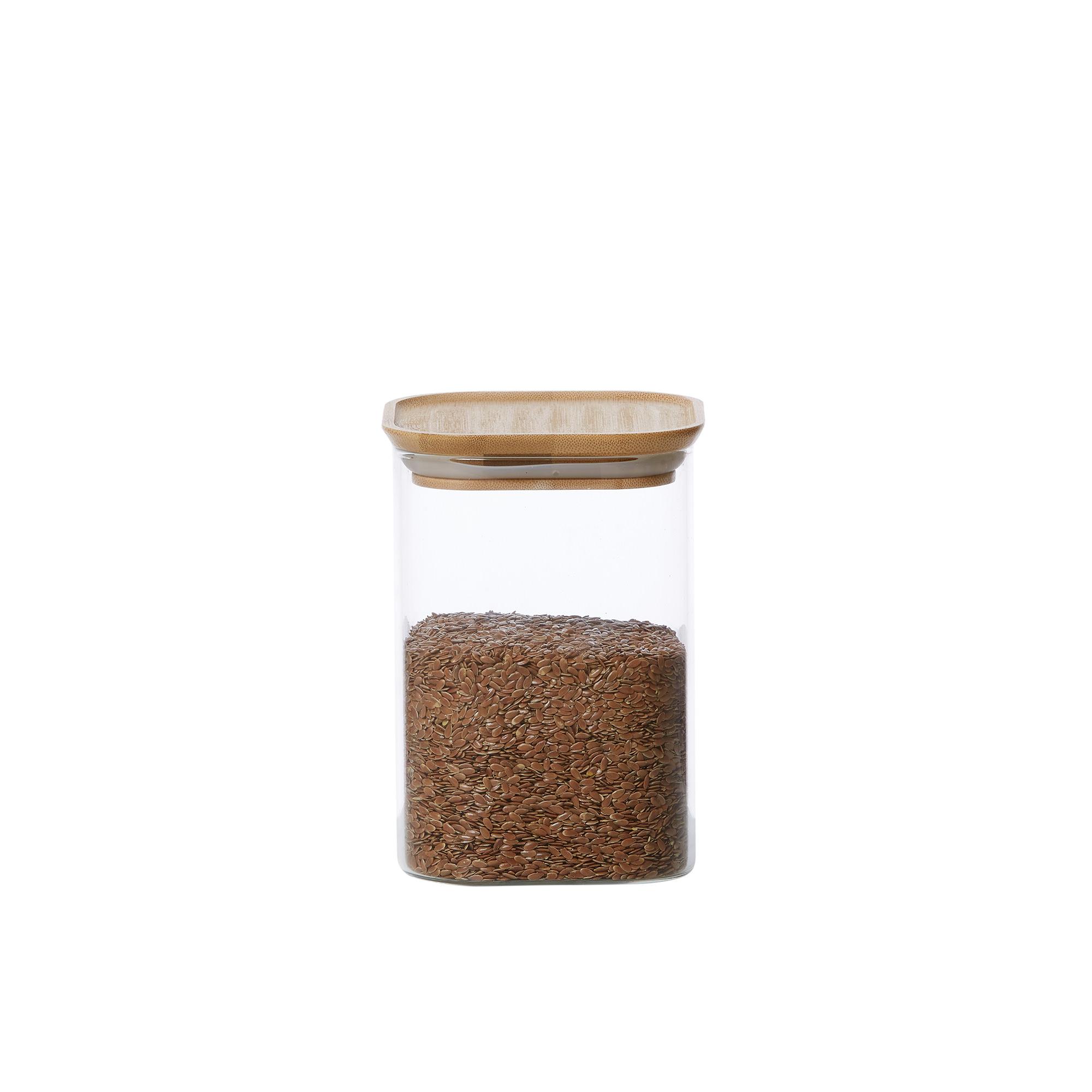 Kitchen Pro Eco Square Glass Canister with Bamboo Lid 1.1L Image 5
