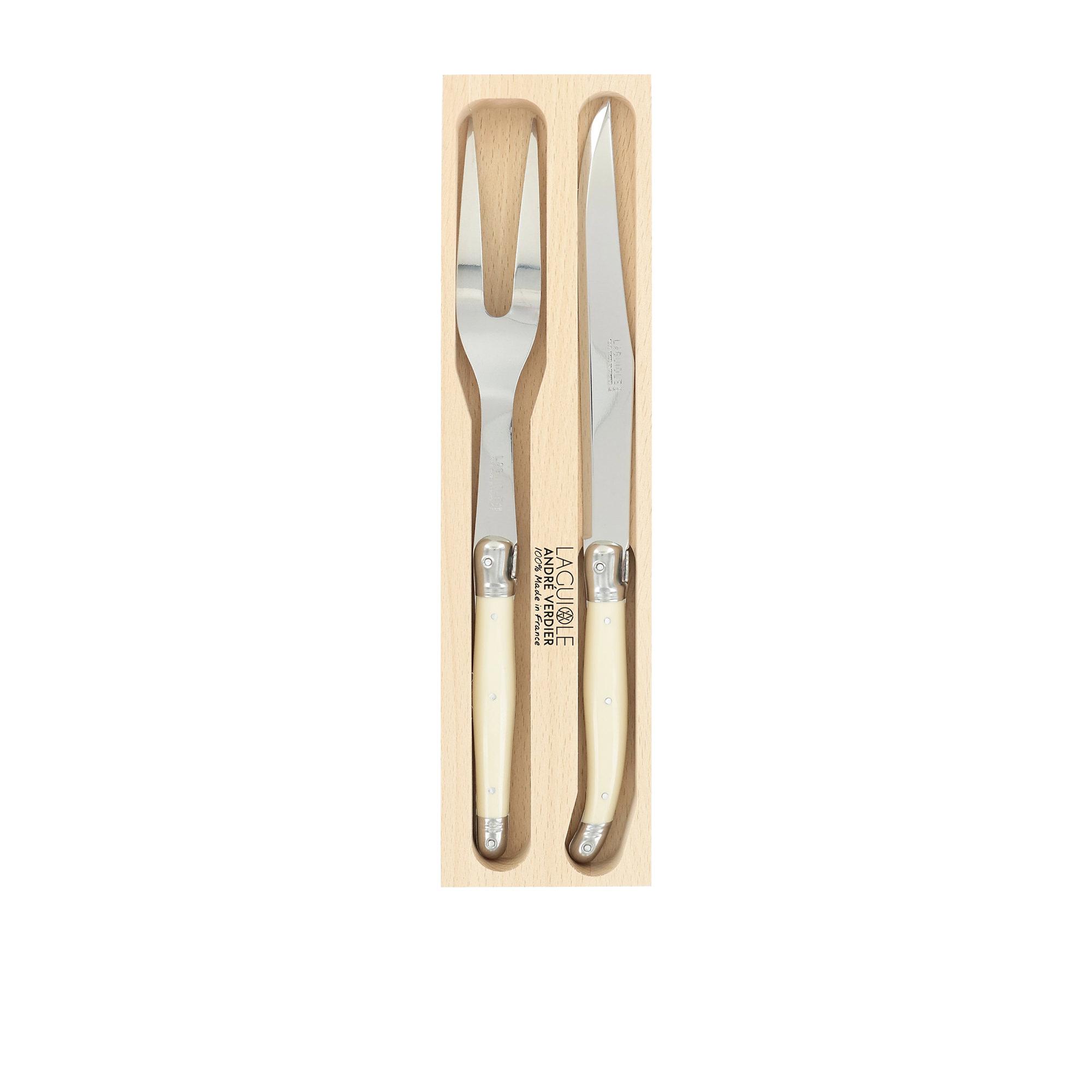 Laguiole by Andre Verdier Debutant 2pc Carving Knife Set Ivory Image 1