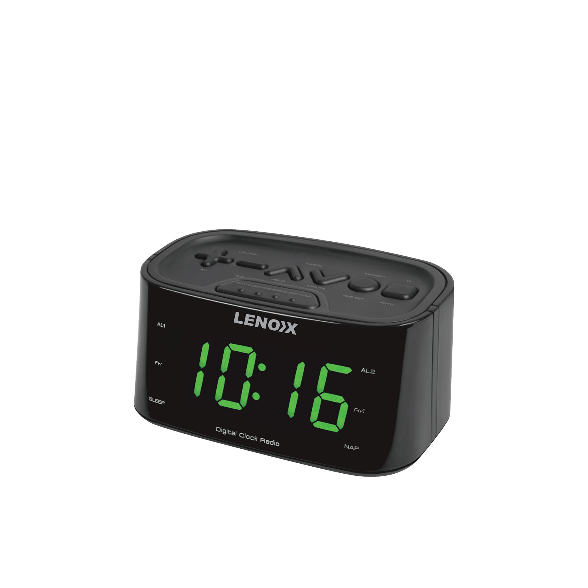 Lenoxx FM Radio Dual Alarm Clock with USB Charging Port Black Image 1