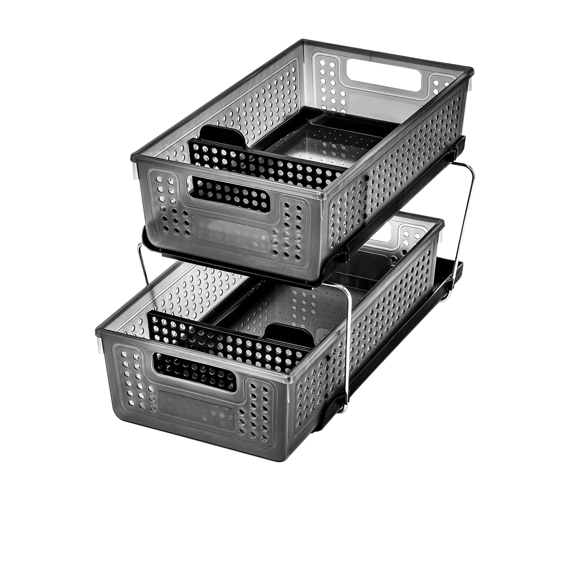 Madesmart 2 Tier Organiser with Dividers Carbon Image 1