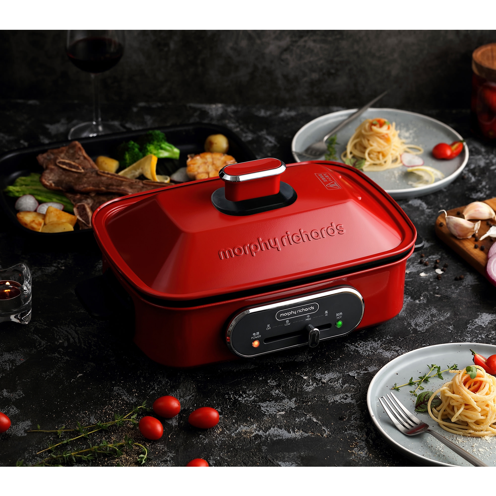 Morphy Richards Multi Function Cooking Pot Red Image 2