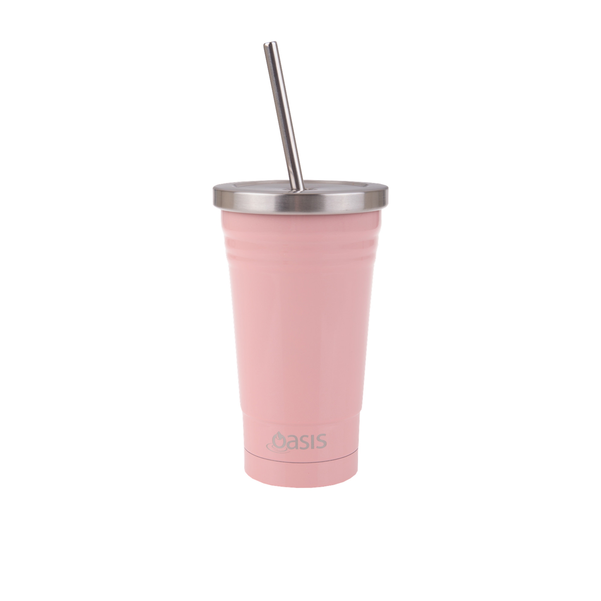Oasis Double Wall Insulated Smoothie Tumbler with Straw 500ml Soft Pink Image 1