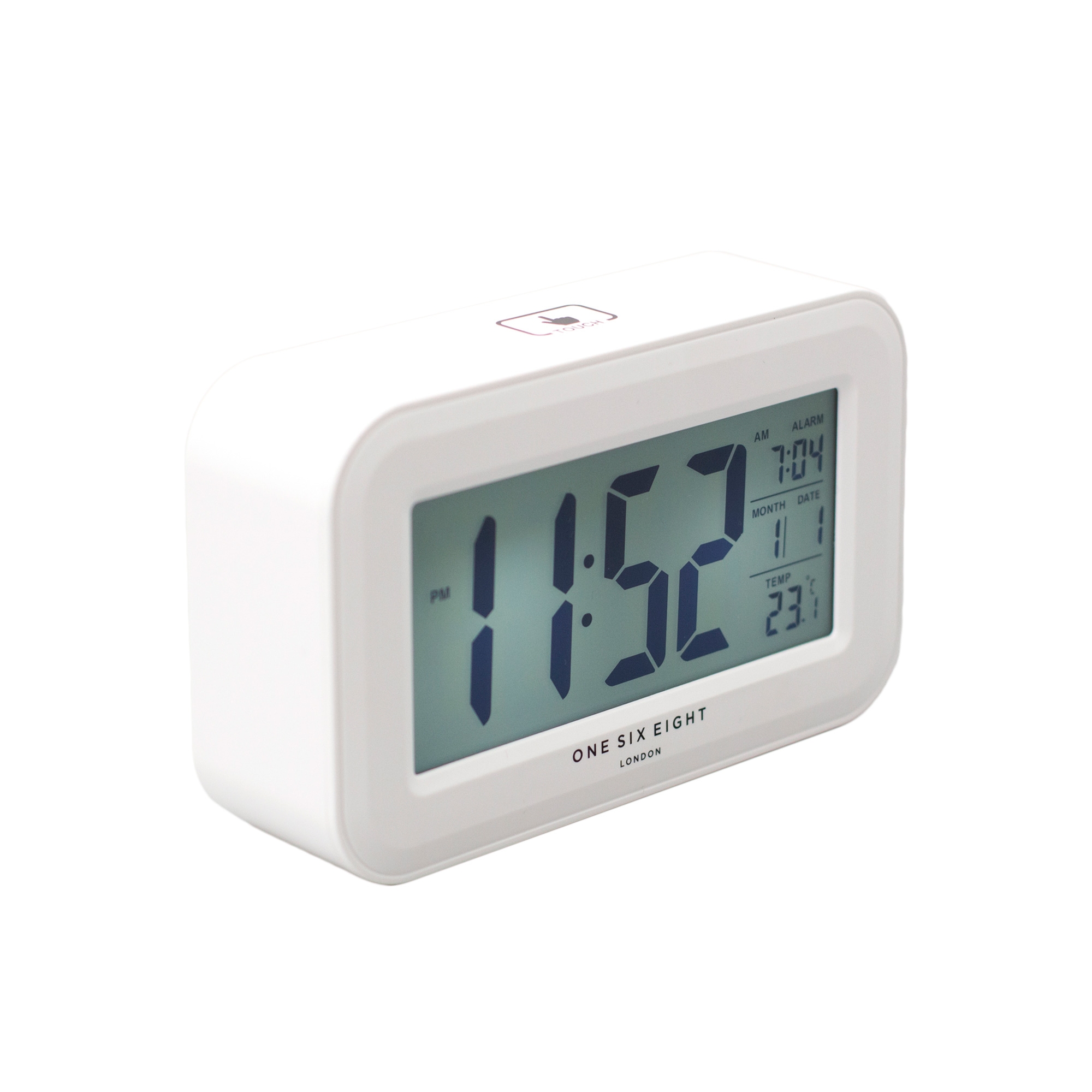 One Six Eight London Reilly Digital Alarm Clock White Image 2